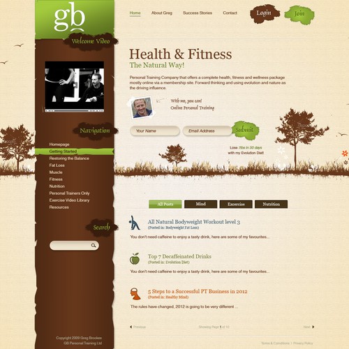 Health website with the title 'Website Design for Natural, Living and Breathing'