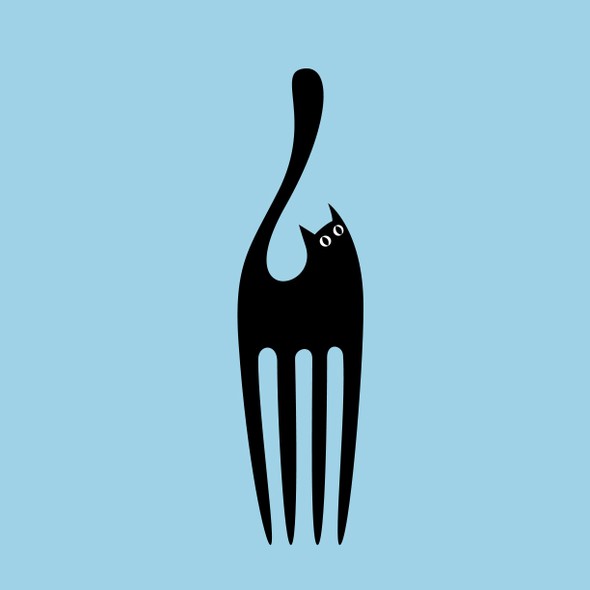 Black cat design with the title 'Cat Fork Logo'