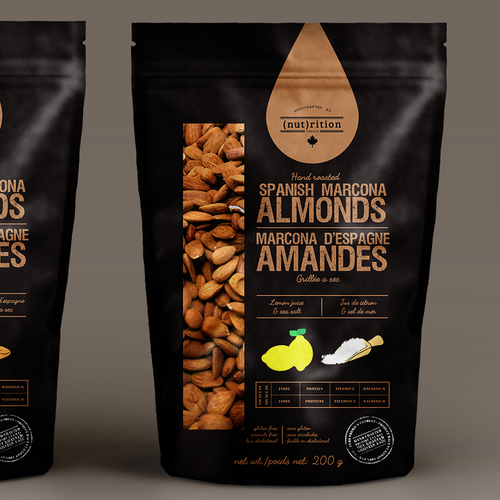 Bag label with the title 'Spanish Almonds Pack'