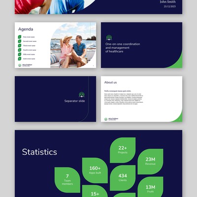 Branded PowerPoint template for health and wellness company