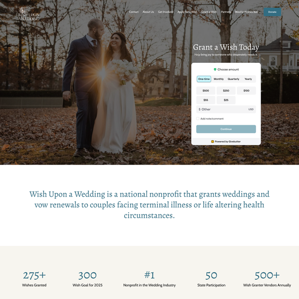 HTML website with the title 'Wish Upon a Wedding'