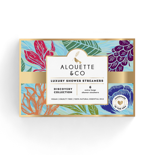 Gift box design with the title 'Shower Steamer Gift Box'