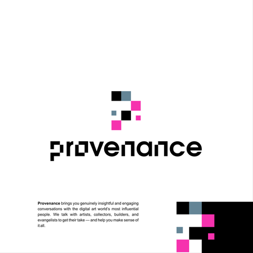 Digital art logo with the title 'Provenance'