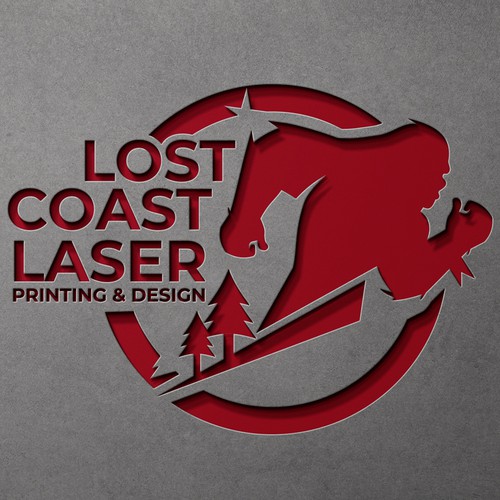 Laser design with the title 'LOST COAST LASER - PRINTING & DESIGN LOGO'
