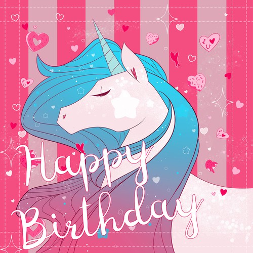 Pink artwork with the title 'unicorn'