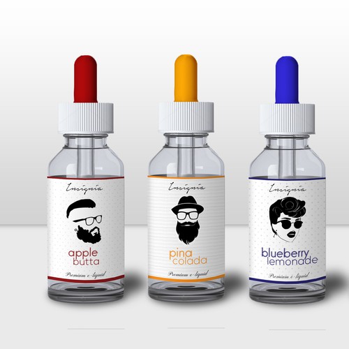 Color label with the title 'Hipster e-liquid design'