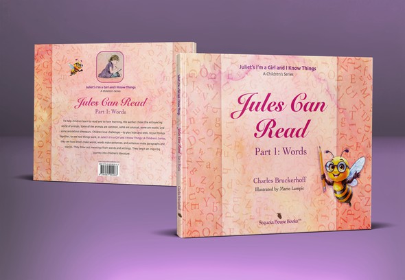 Watercolor book cover with the title 'Book cover design of the book "Jules Can Read, Part 1: Words"'