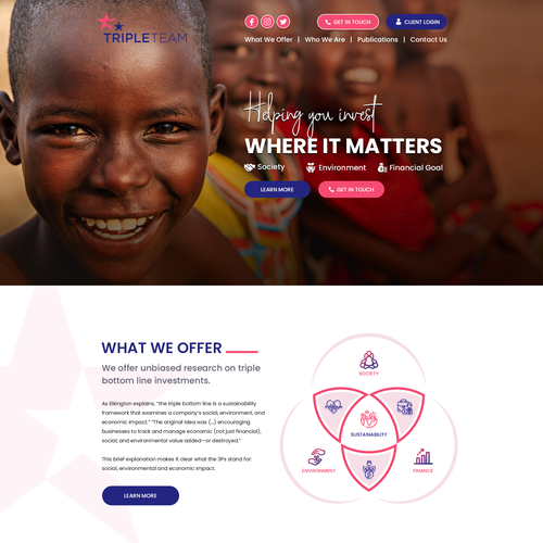 Nonprofit website with the title 'Homepage for Triple Team'