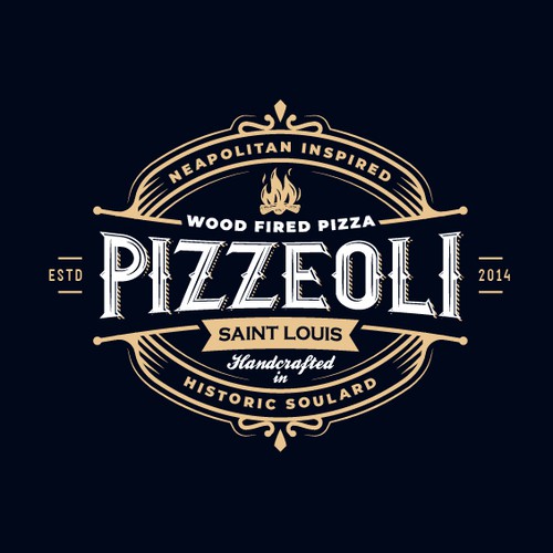 Frame design with the title 'Logo for Pizzeoli pizzeria '