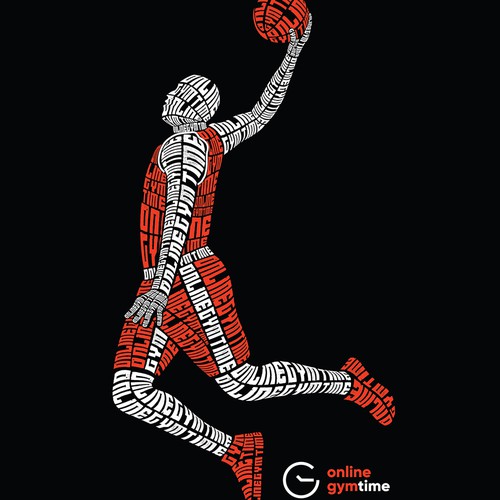 Text design with the title 'Typography Basketball Player'