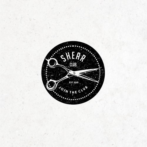 Black and white logo with the title 'Logo for barber shop Shear Club'