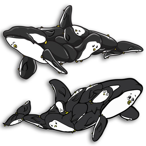 Vector art t-shirt with the title 'orca penguins'