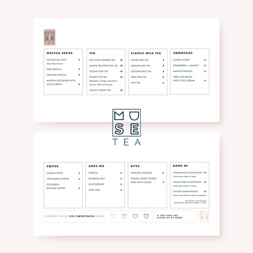 Foodie design with the title 'muse tea menu'