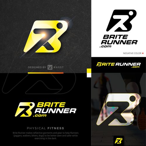 Running logo with the title 'special sports brand logo concept for briterunner.com'