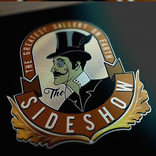 Barbershop logo with the title 'Logo for The Sideshow - a whimsical art gallery'
