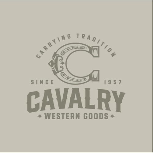 Leather design with the title 'Cavalry Western Goods'
