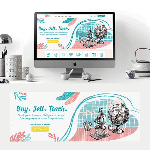 Header design with the title 'Header for teachers e-commerce site'