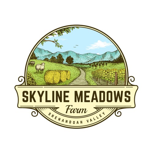 Sheep logo with the title 'Skyline Meadows Farm'
