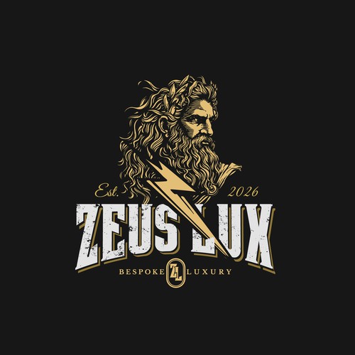 Lightning bolt design with the title 'ZEUS LUX Logo design'