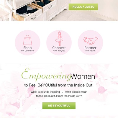 Create 3 clean, modern, refined, sophisticated call to action buttons on home page for Peach