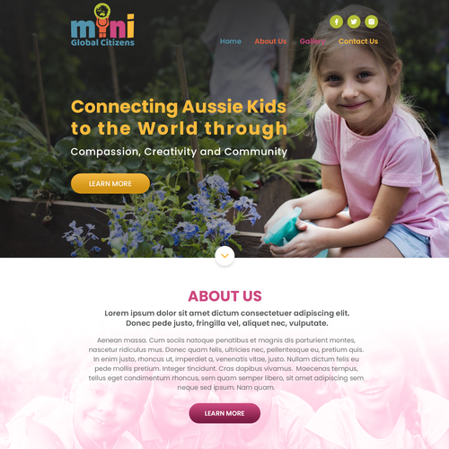 Kid website with the title 'Homepage for Mini Global Citizens'
