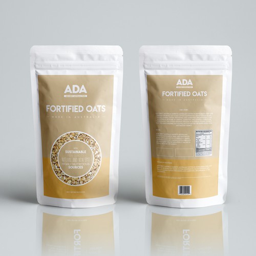 Typography label with the title 'Fortified Oats'