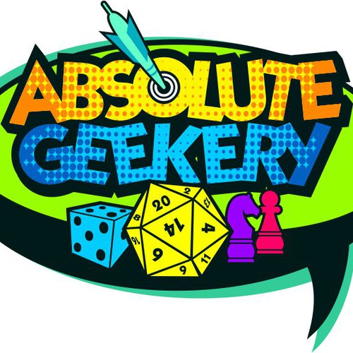 Board game logo with the title 'Absolute Geekery Logo Design'