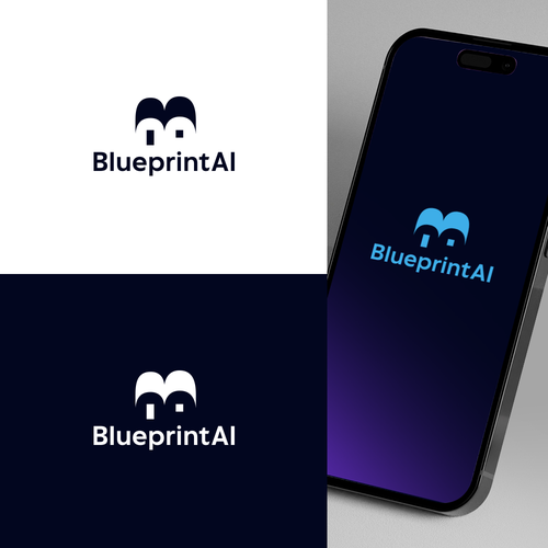 Blueprint design with the title 'Construction focused digital marketing company logo'