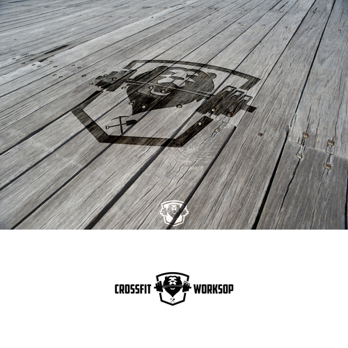 Dumbbell logo with the title 'CrossFit Gym logo'