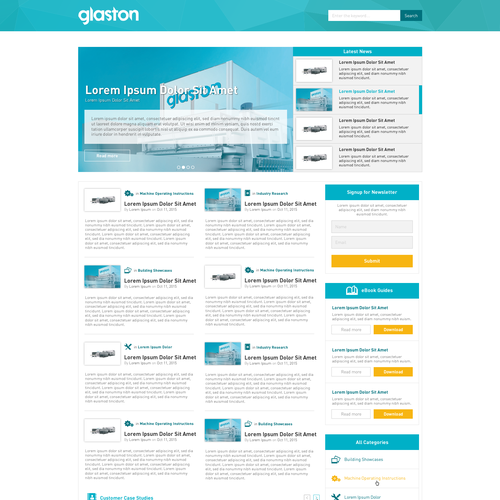 Industrial website with the title 'Create glass industry article platform'