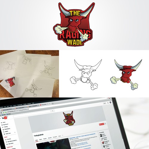 Transparent background YouTube logo with the title 'The Raging Wade Logo'