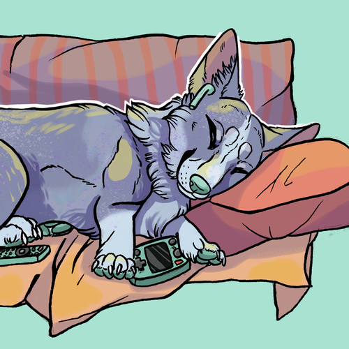 Gaming artwork with the title '"Gamer Corgi" Illustration for products'