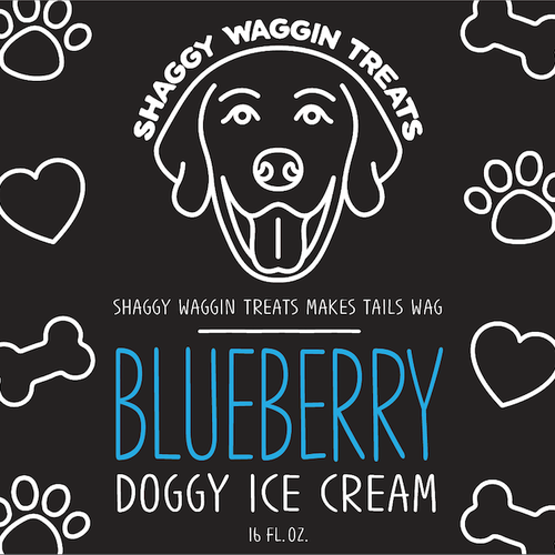 Chalkboard design with the title 'Logo & Product Label Design for Doggy Ice Cream Company'