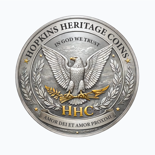 Eagle illustration with the title 'Hopkins Heritage Coins'