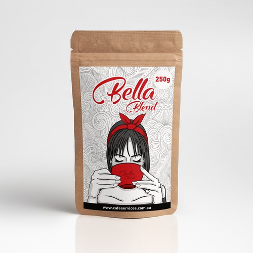 Girly packaging with the title 'Packaging for Bella Blend '