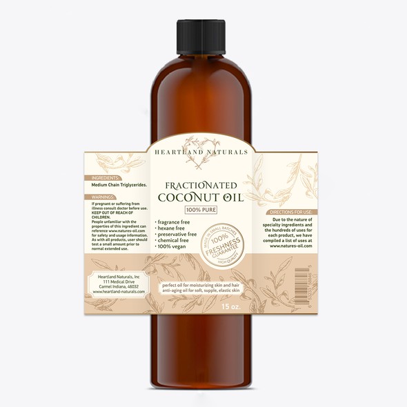 Oil label with the title 'Coconut oil label'