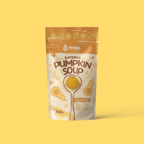 Pumpkin design with the title 'Packaging concept for Pumpkin Soup'