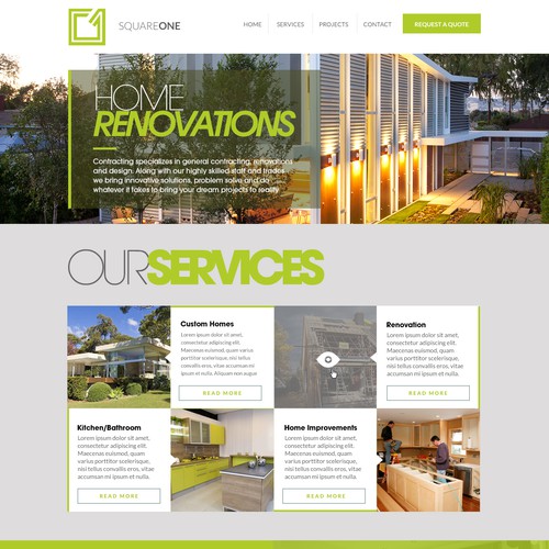 Design firm website with the title 'Create the next website design for Square One Contracting (squareonecontracting.ca)'