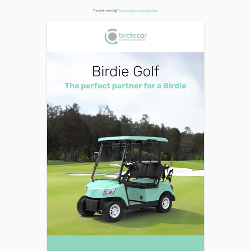 Mailchimp design with the title 'Responsive email for a golf cart brand'