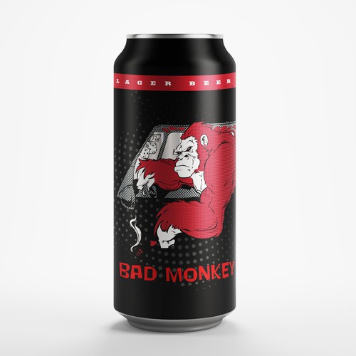 Beer packaging with the title 'Beer-  bad monkey'