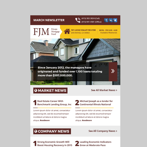 News design with the title 'Newsletter concept for Mortgage'