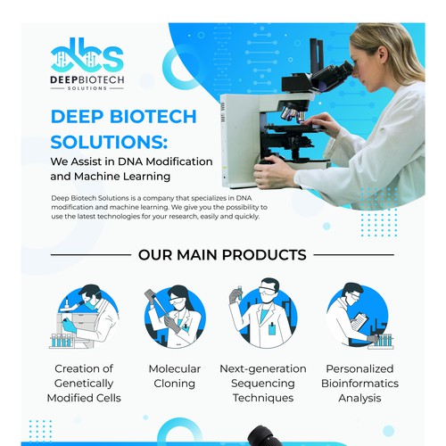Scientific design with the title 'Personalized Biotechnology Services Infographic'