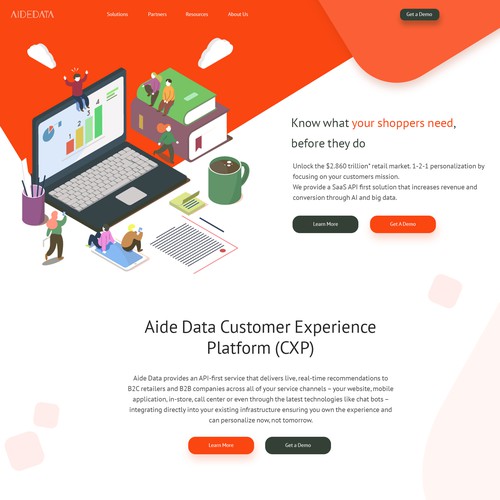 Marketing website with the title 'Aide Data'