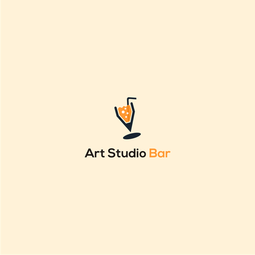 Wine glass design with the title 'Art Studio Bar'