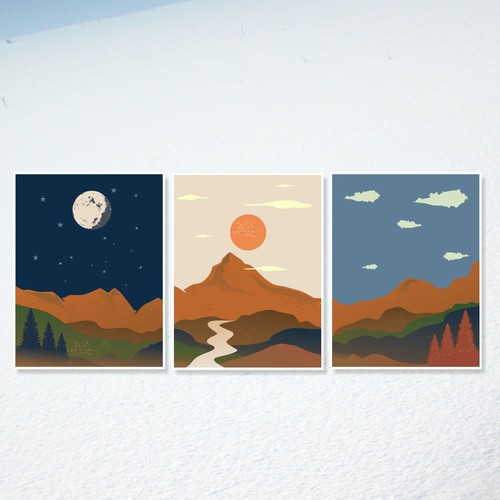 Canvas design with the title 'Create beautiful, boho-style Mountain Canvas Art to hang in someone's home!'