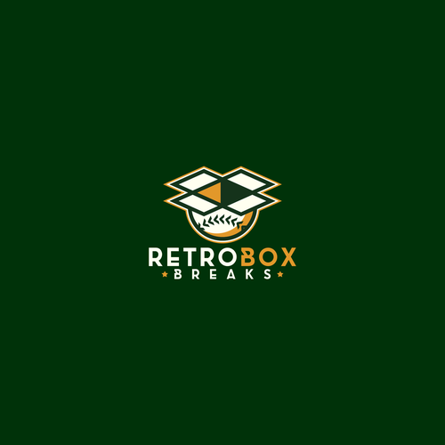 Baseball design with the title 'Retro Box Breaks logo'