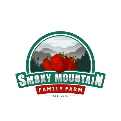 Dragonfly design with the title 'Smoky Mountain Family Farms logo design'