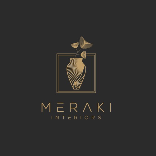 Vase logo with the title 'Meraki Interiors logo'