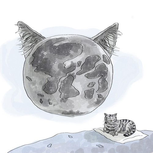 Moon artwork with the title 'Clean Lunar Cat'