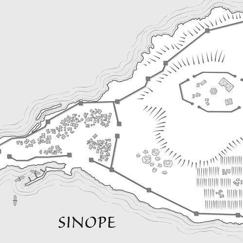 Map design with the title 'Map for historical fantasy novel'